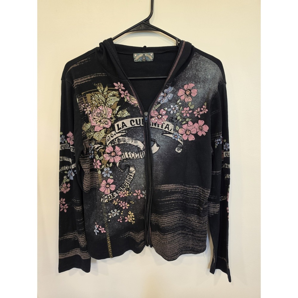 Vanilla Sugar Graphic Zip Hoodie Studded Black Pink Y2K Fairy Grunge Scene Emo
